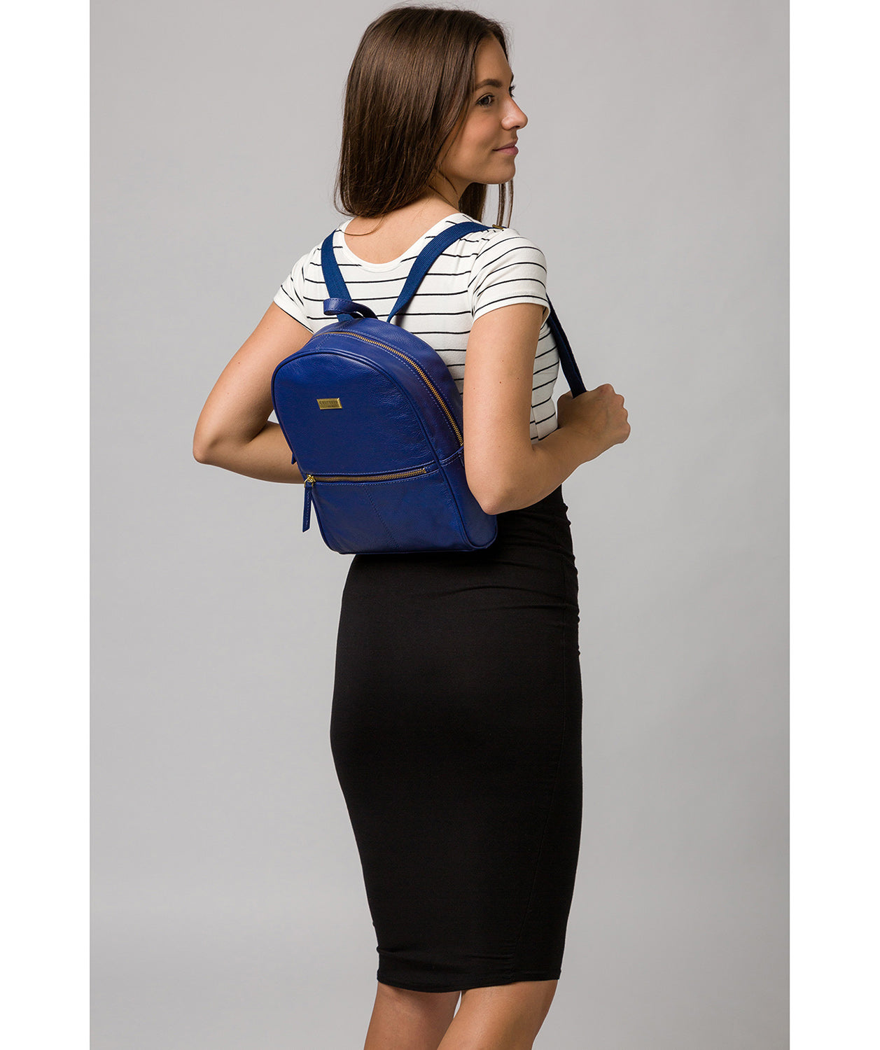 'Alyssa' Mazarine Blue Leather Backpack image 2