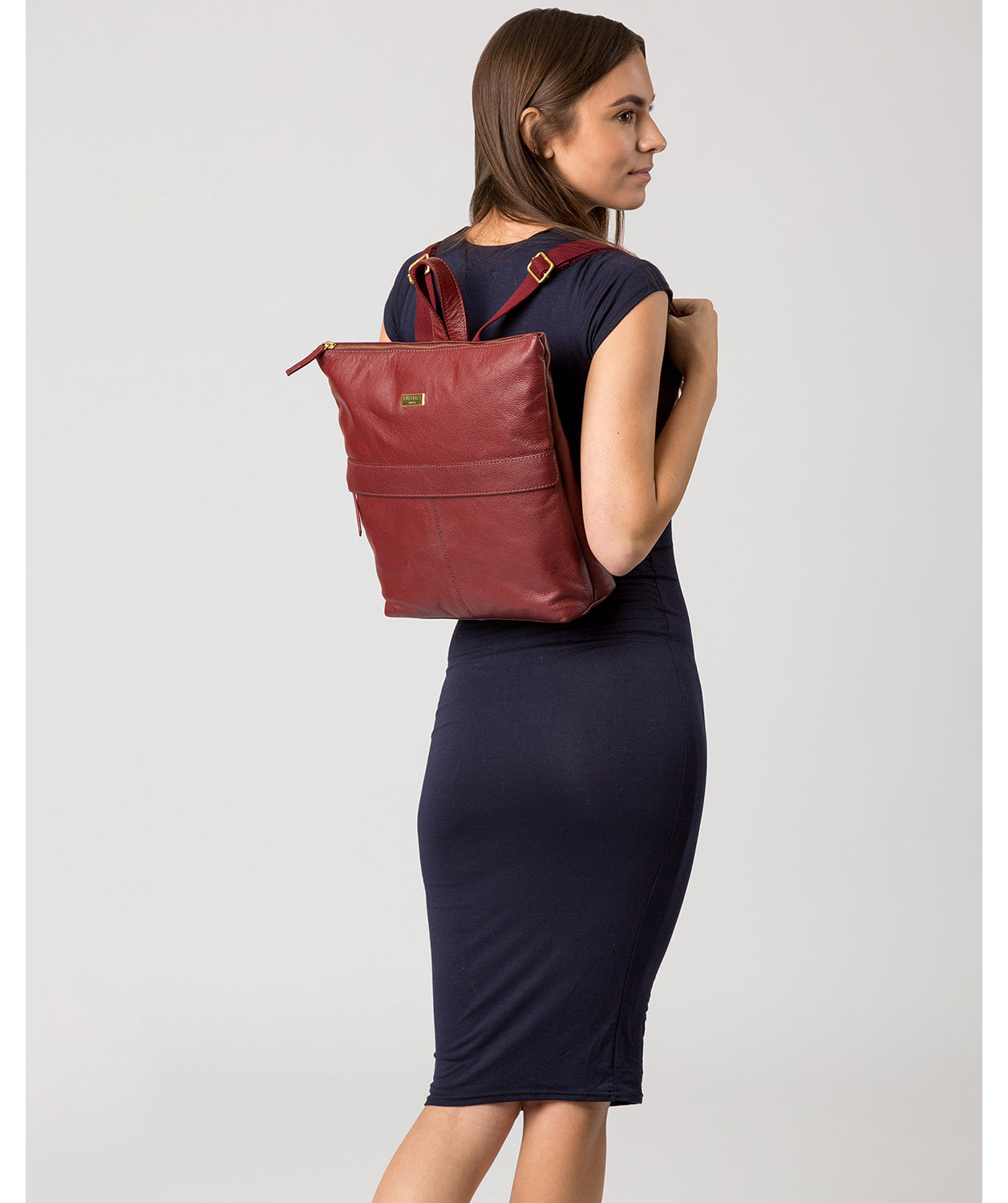 'Jada' Ruby Red Leather Backpack Pure Luxuries London