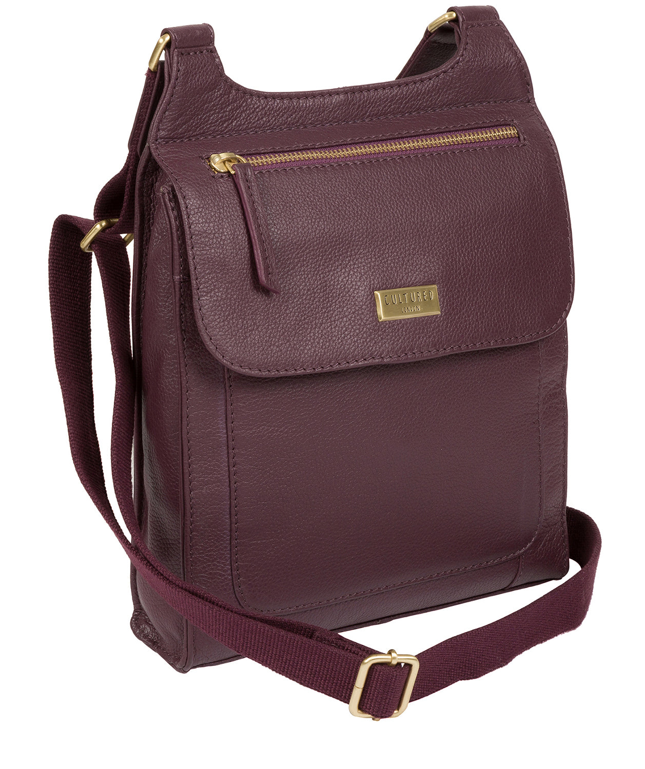 'Morgan' Fig Leather Cross Body Bag image 3