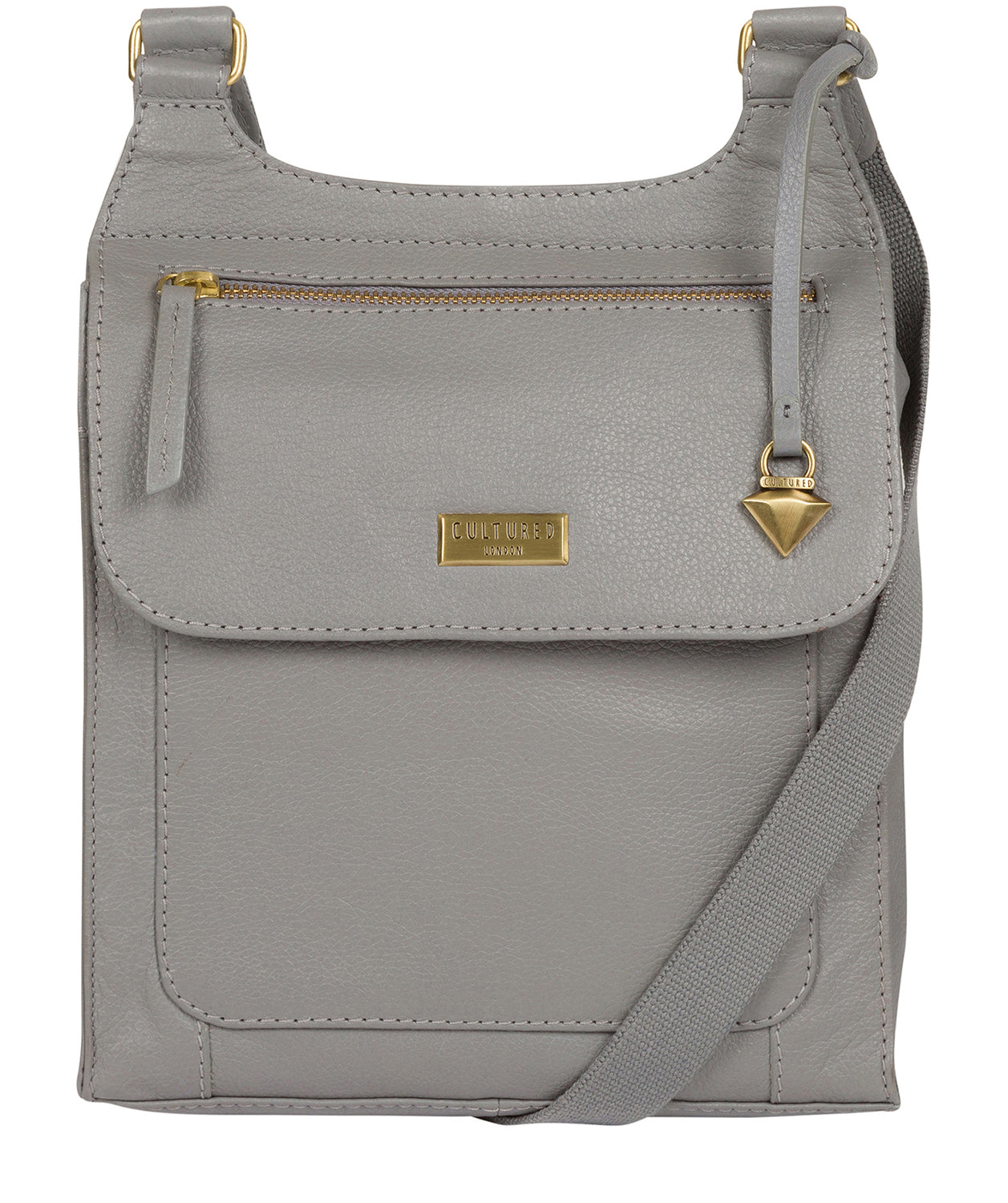 'Morgan' Silver Grey Leather Cross Body Bag image 1