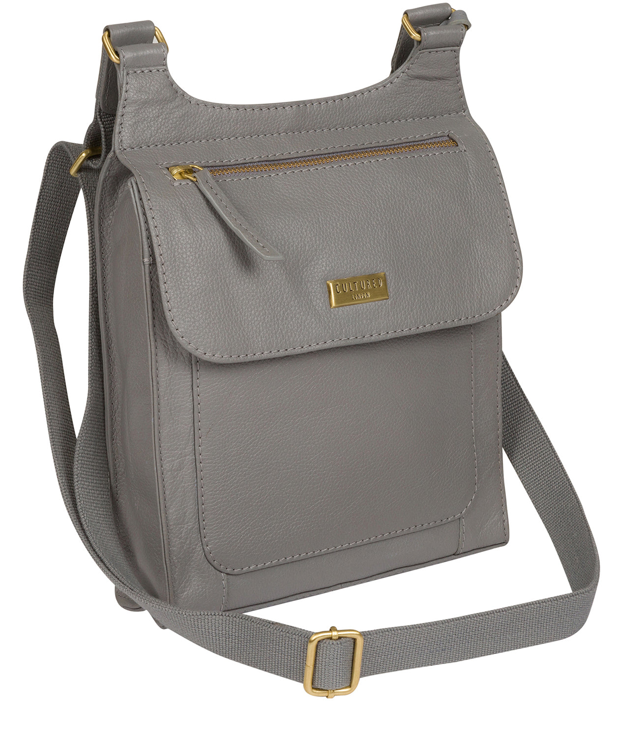 'Morgan' Silver Grey Leather Cross Body Bag image 3