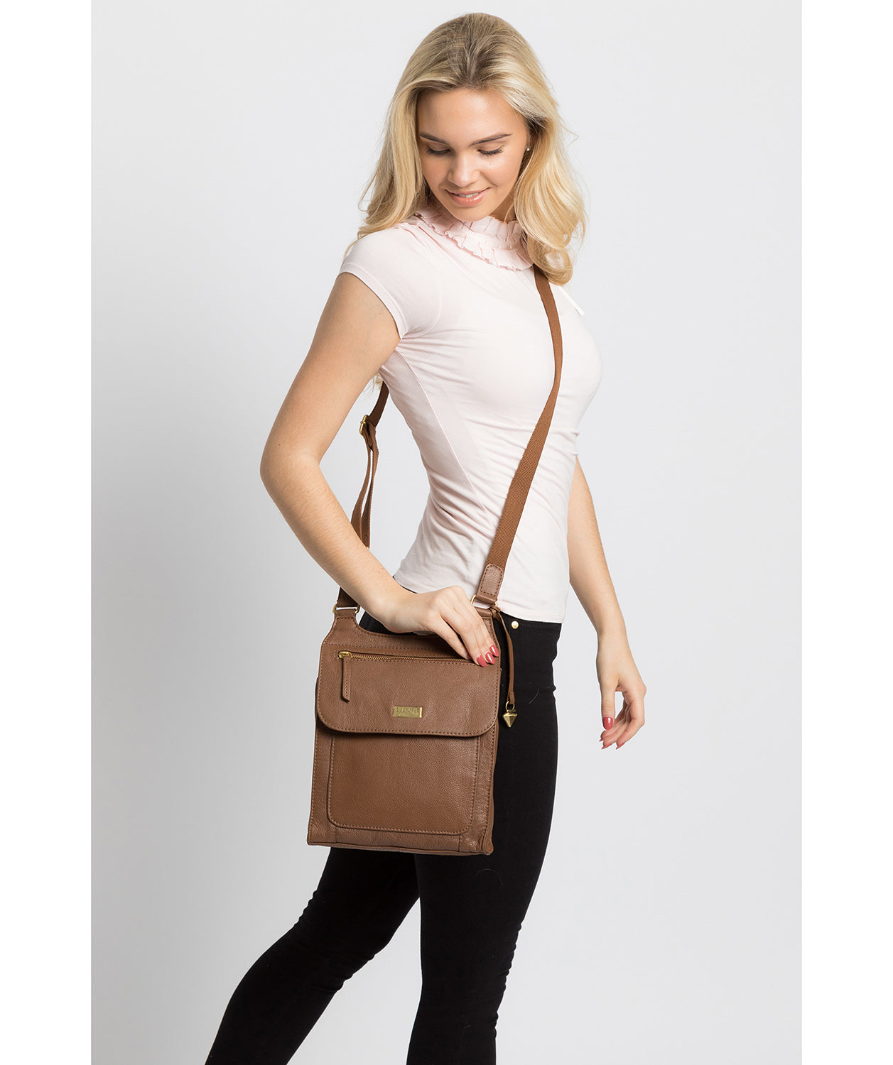 'Morgan' Tan Leather Cross Body Bag image 2