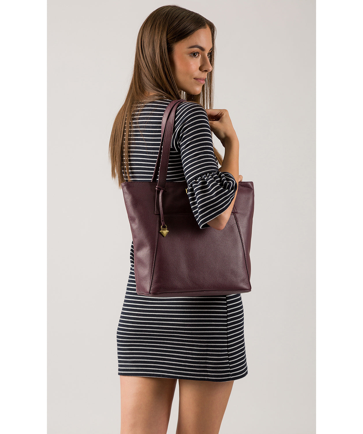 'Makayla' Fig Leather Tote Bag image 2