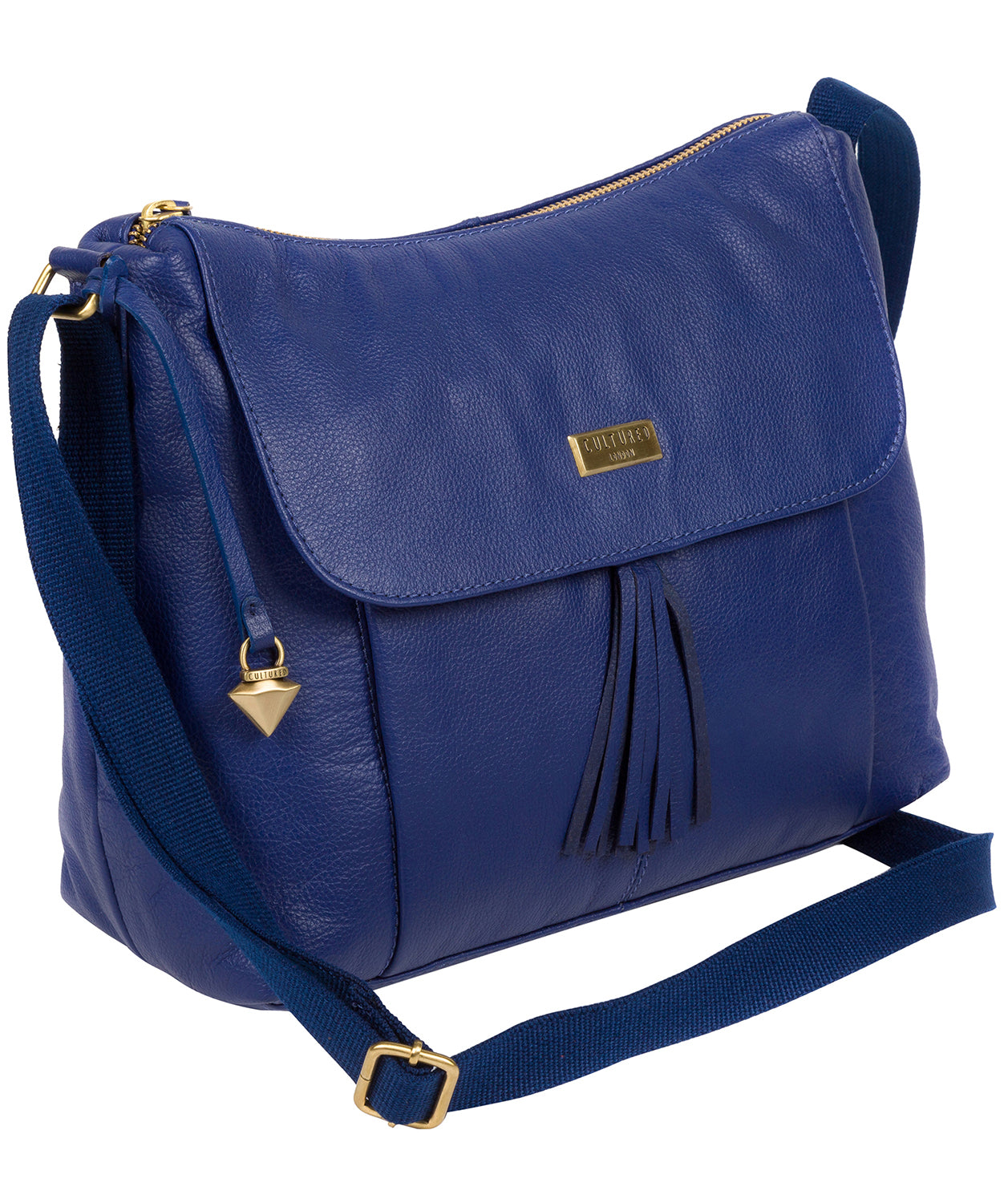 'Lily' Mazarine Blue Leather Cross Body Bag Pure Luxuries London