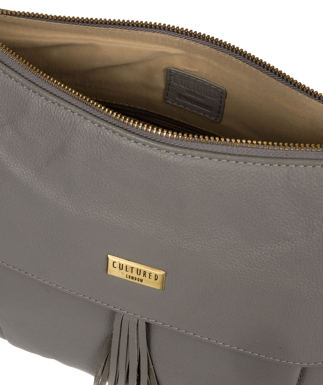 'Lily' Silver Grey Leather Cross Body Bag image 4