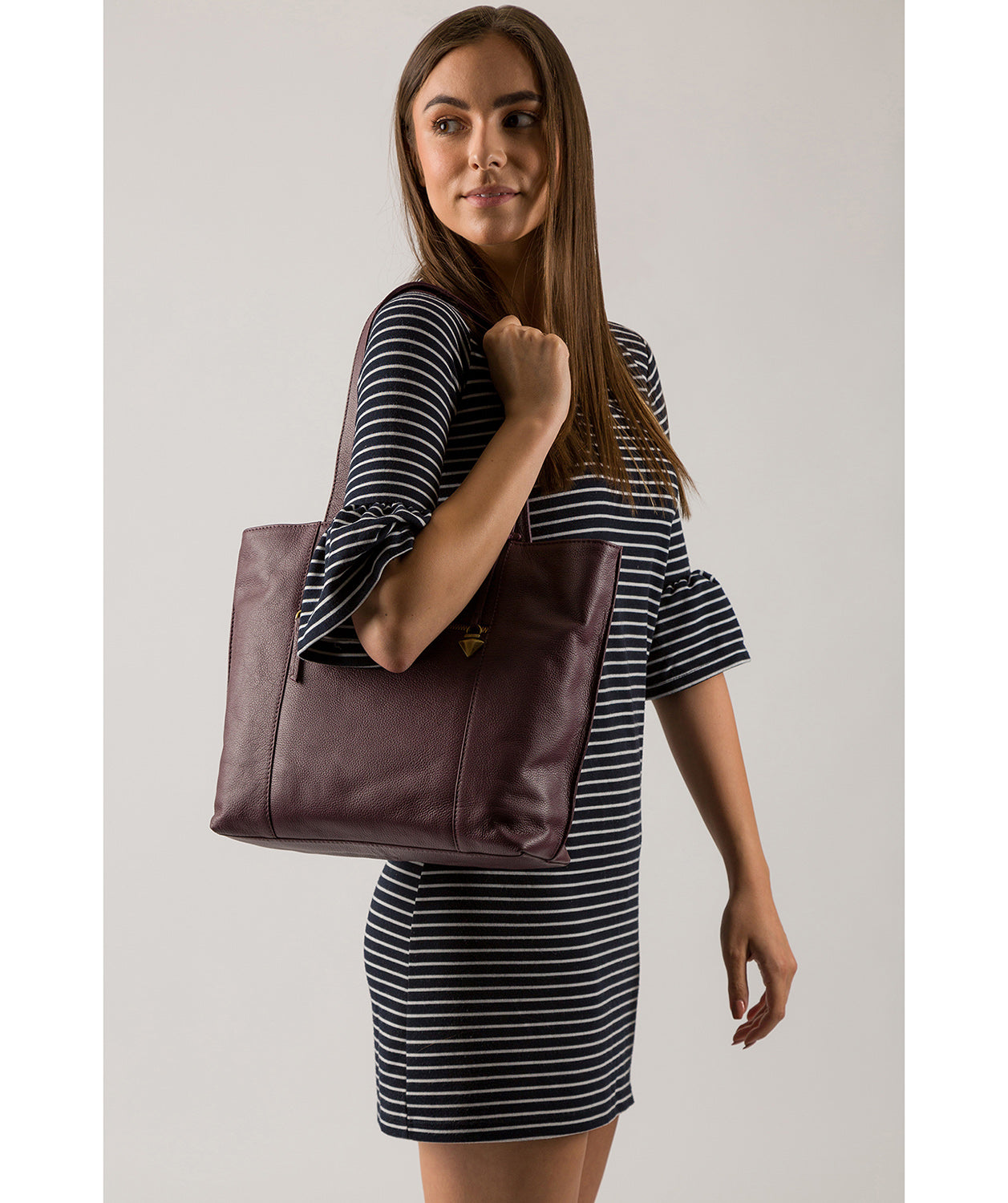'Kimberly' Fig Leather Tote Bag image 2