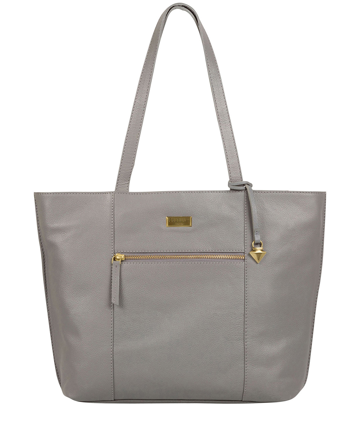 'Kimberly' Silver Grey Leather Tote Bag image 1