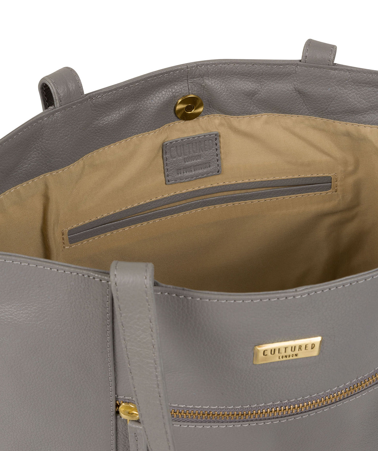 'Kimberly' Silver Grey Leather Tote Bag image 4