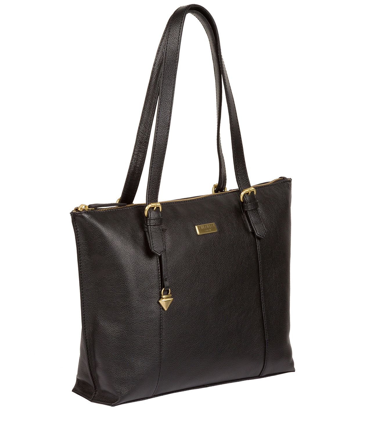 'Trinity' Black Leather Tote Bag image 3