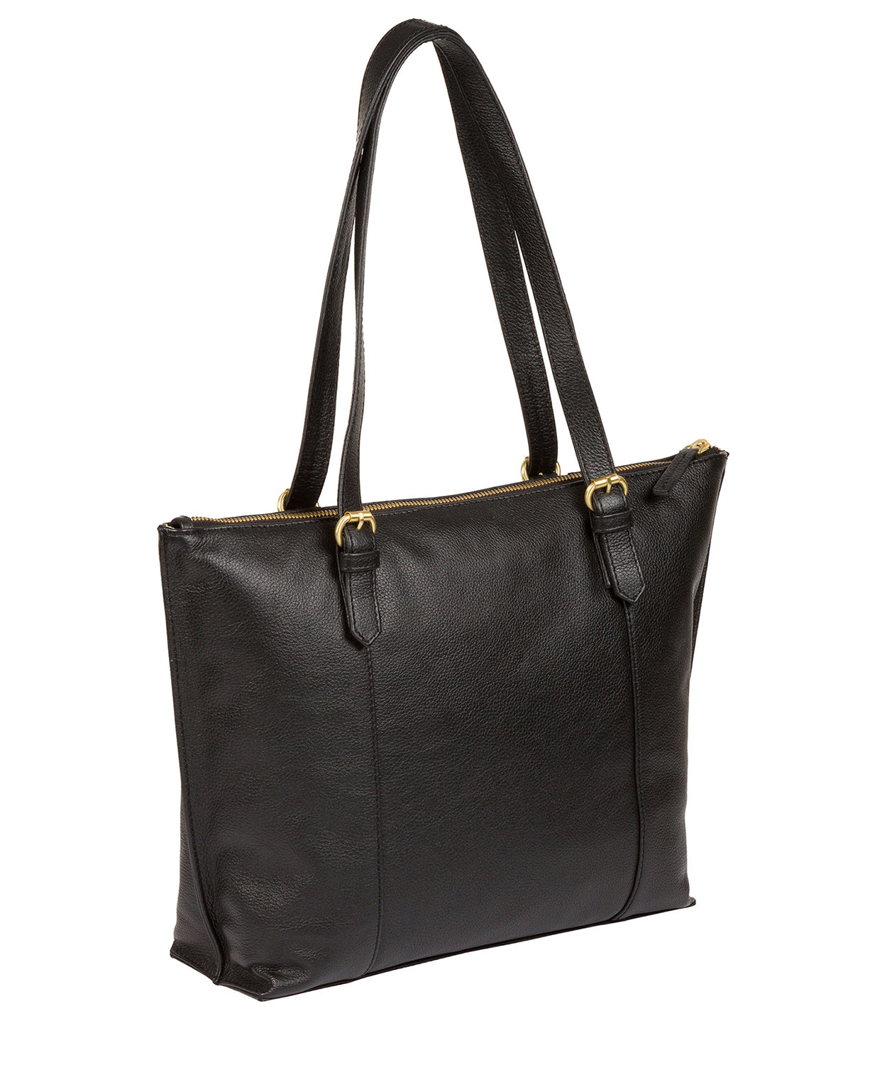 'Trinity' Black Leather Tote Bag image 6