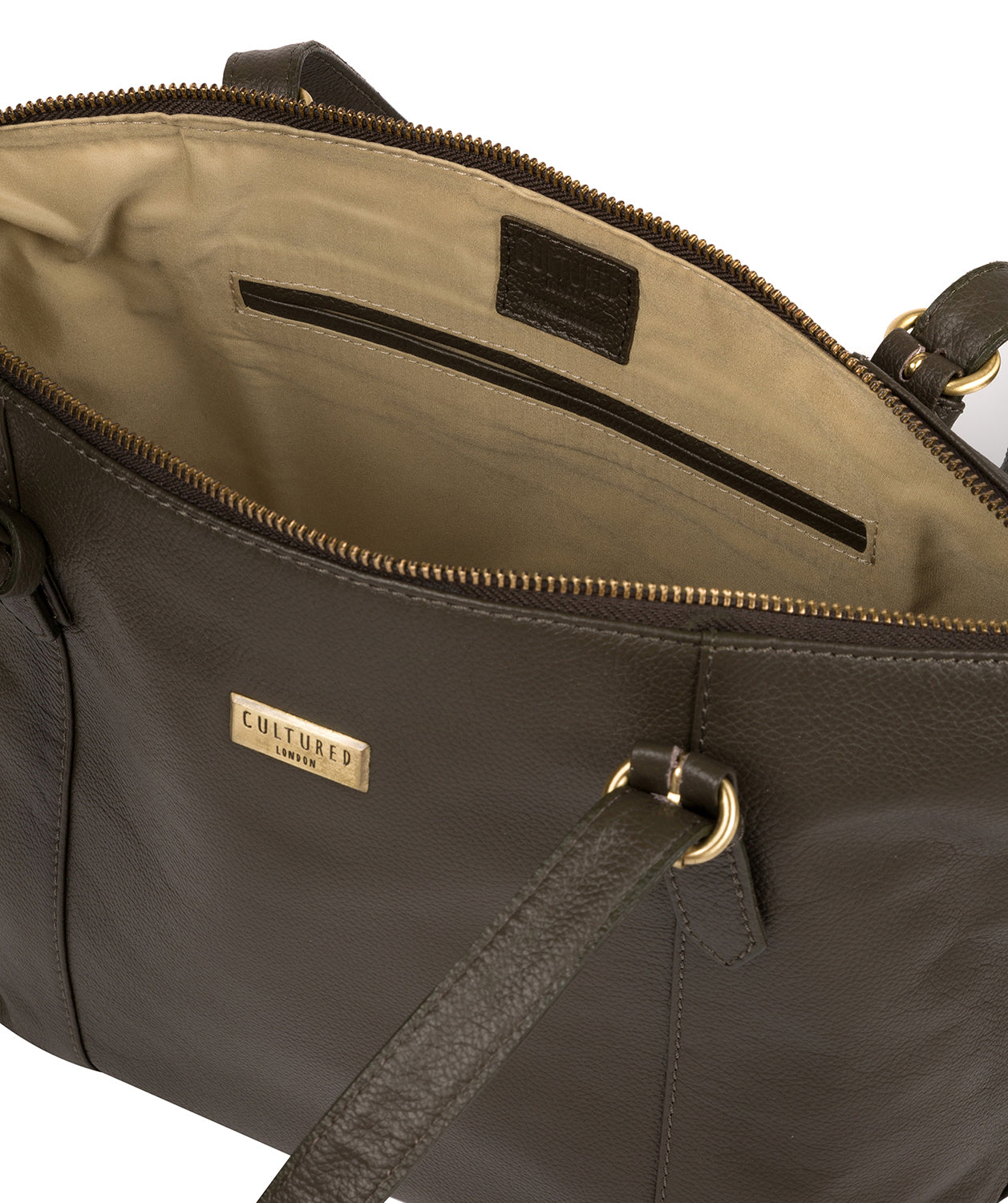 'Trinity' Olive Leather Tote Bag image 4