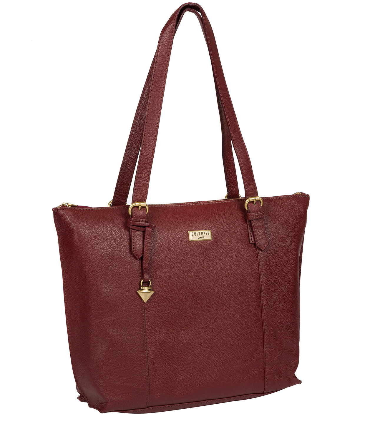 'Trinity' Ruby Red Leather Tote Bag image 5