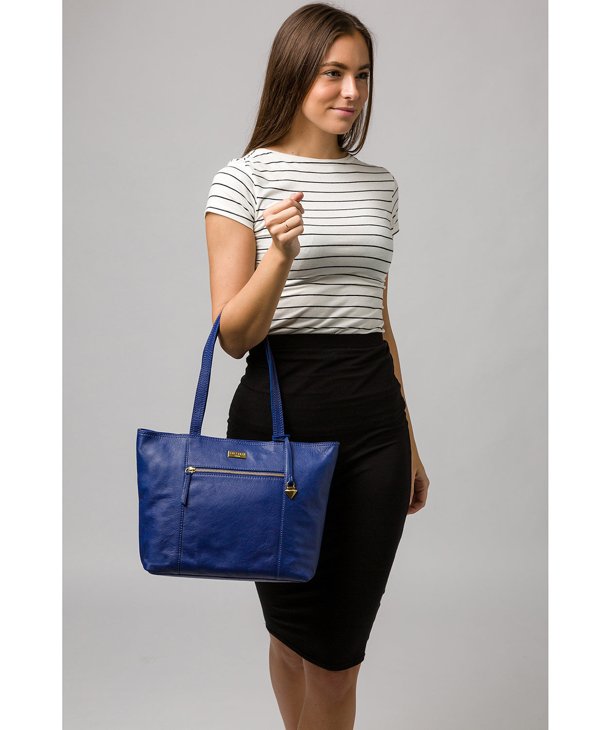 'Maya' Mazarine Blue Leather Tote Bag image 2