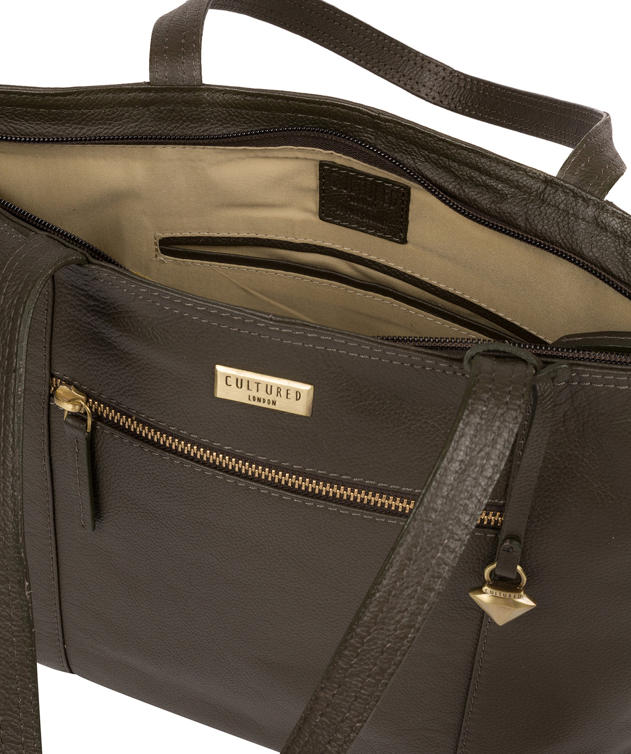 'Maya' Olive Leather Tote Bag image 4