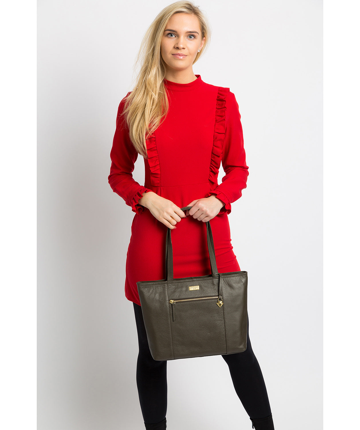 'Maya' Olive Leather Tote Bag image 2