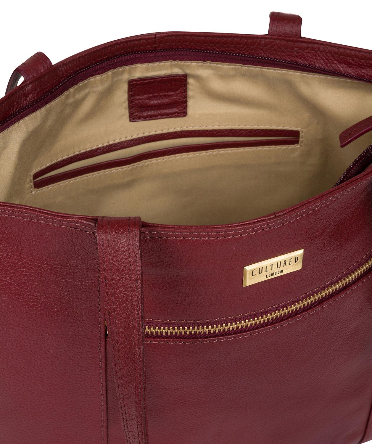 'Maya' Ruby Red Leather Tote Bag image 4