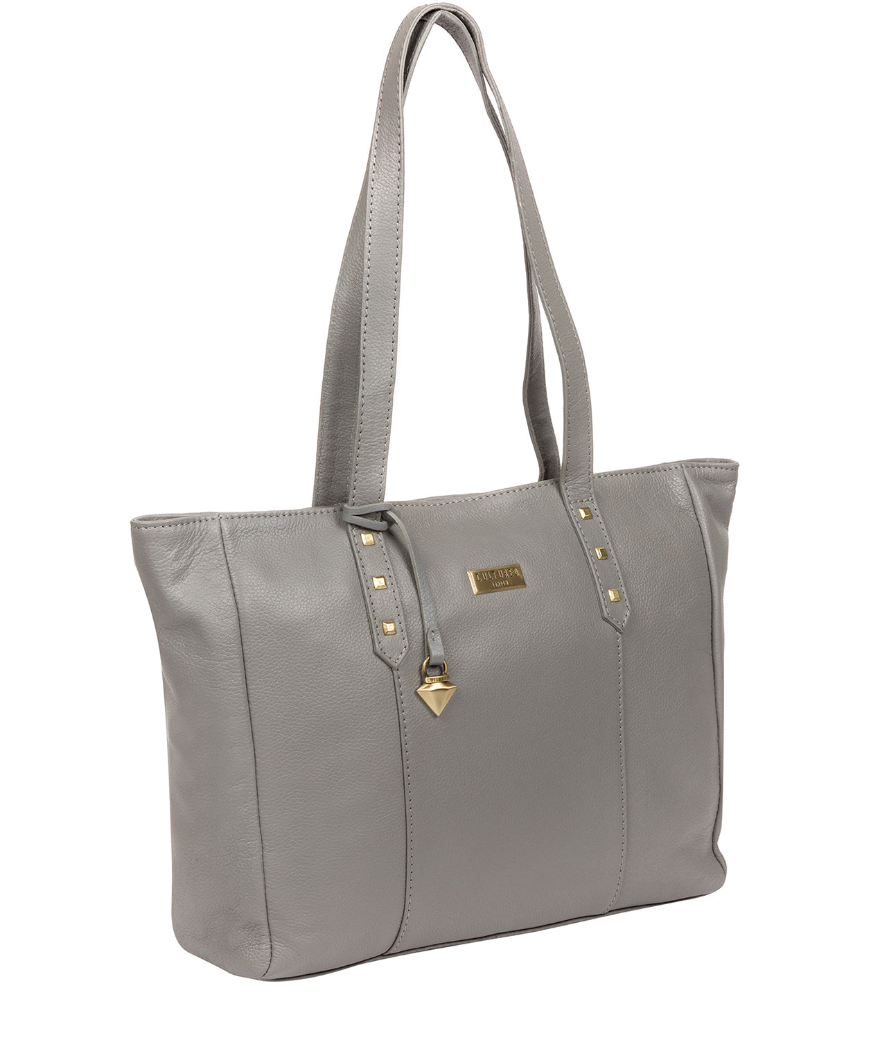 'Avery' Silver Grey Leather Tote Bag Pure Luxuries London