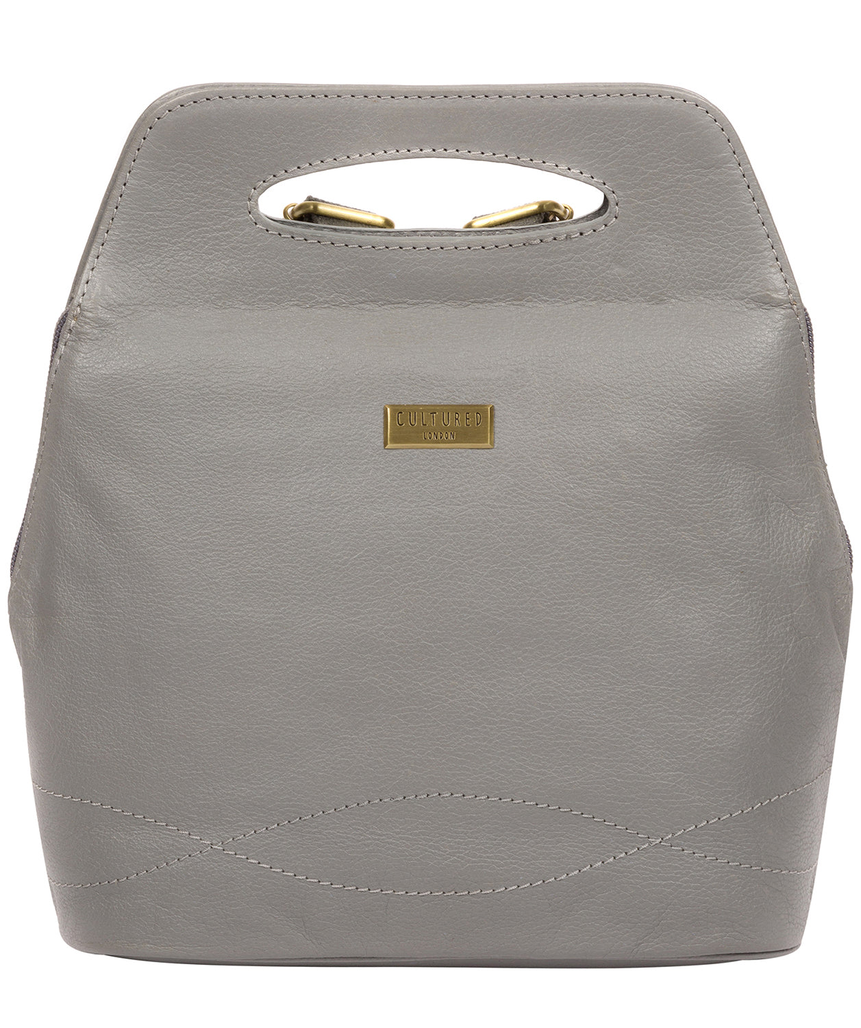 'Priya' Silver Grey Leather Backpack image 1