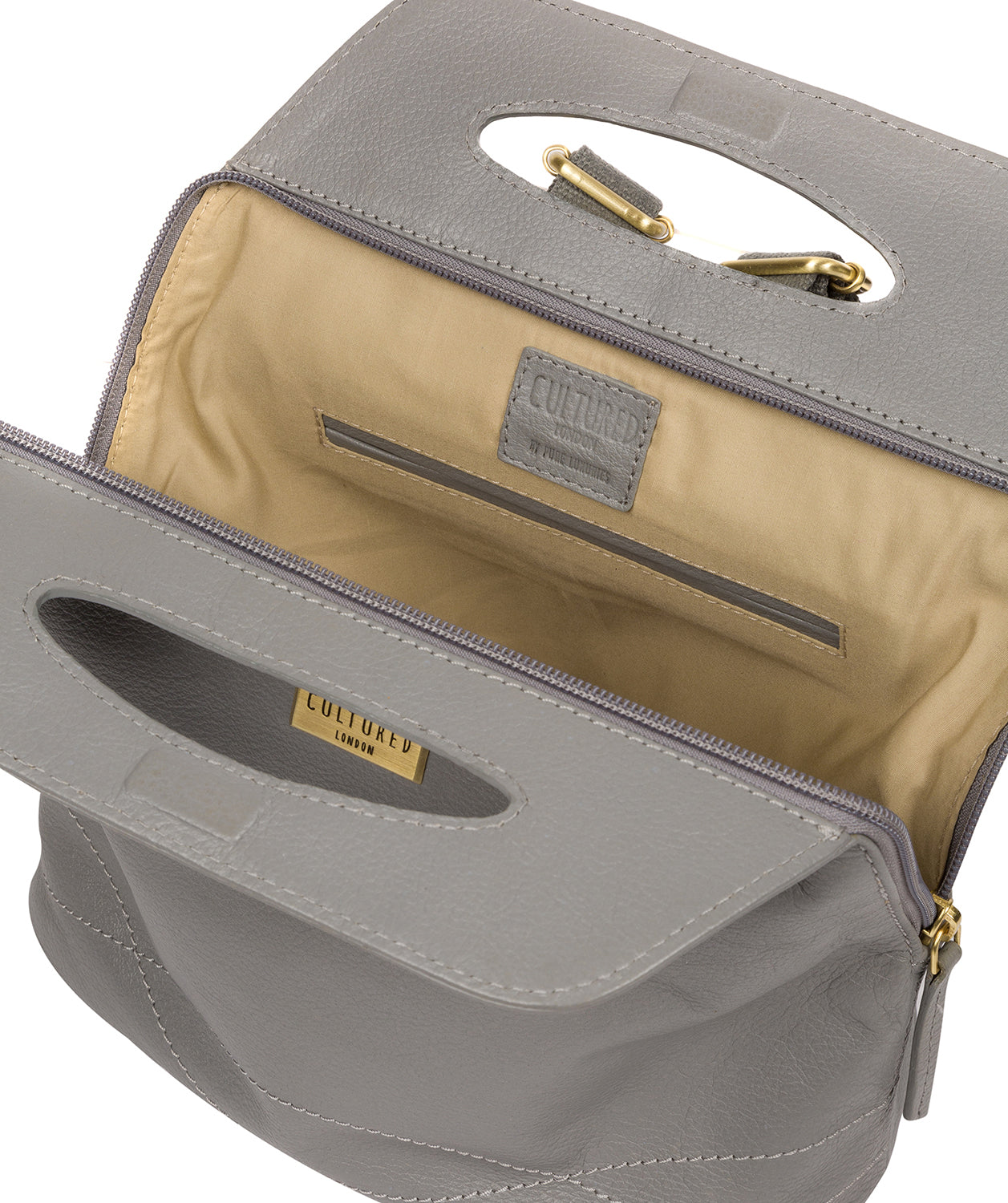 'Priya' Silver Grey Leather Backpack image 4