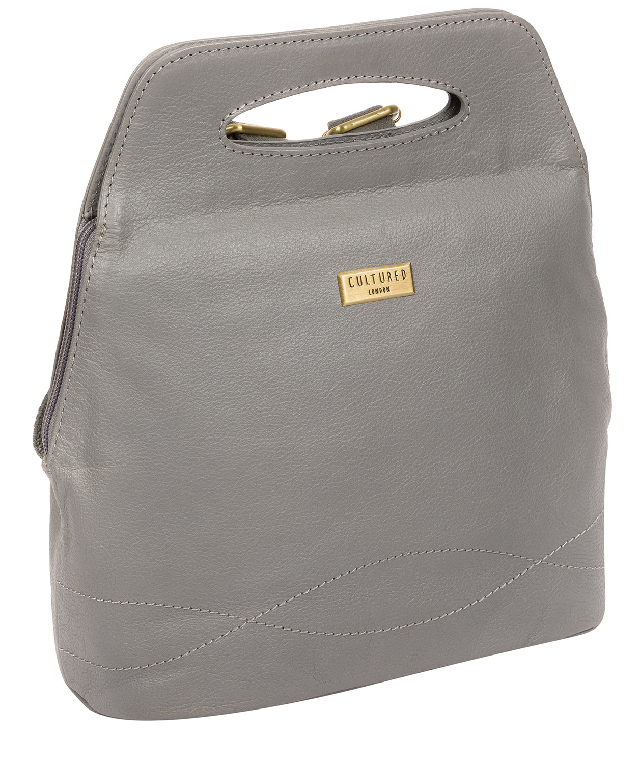 'Priya' Silver Grey Leather Backpack image 5