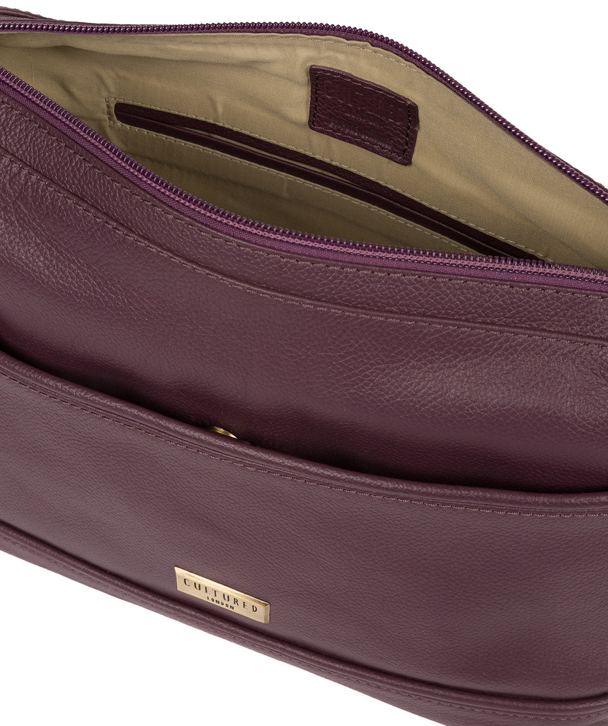 'Duana' Fig Leather Shoulder Bag image 4