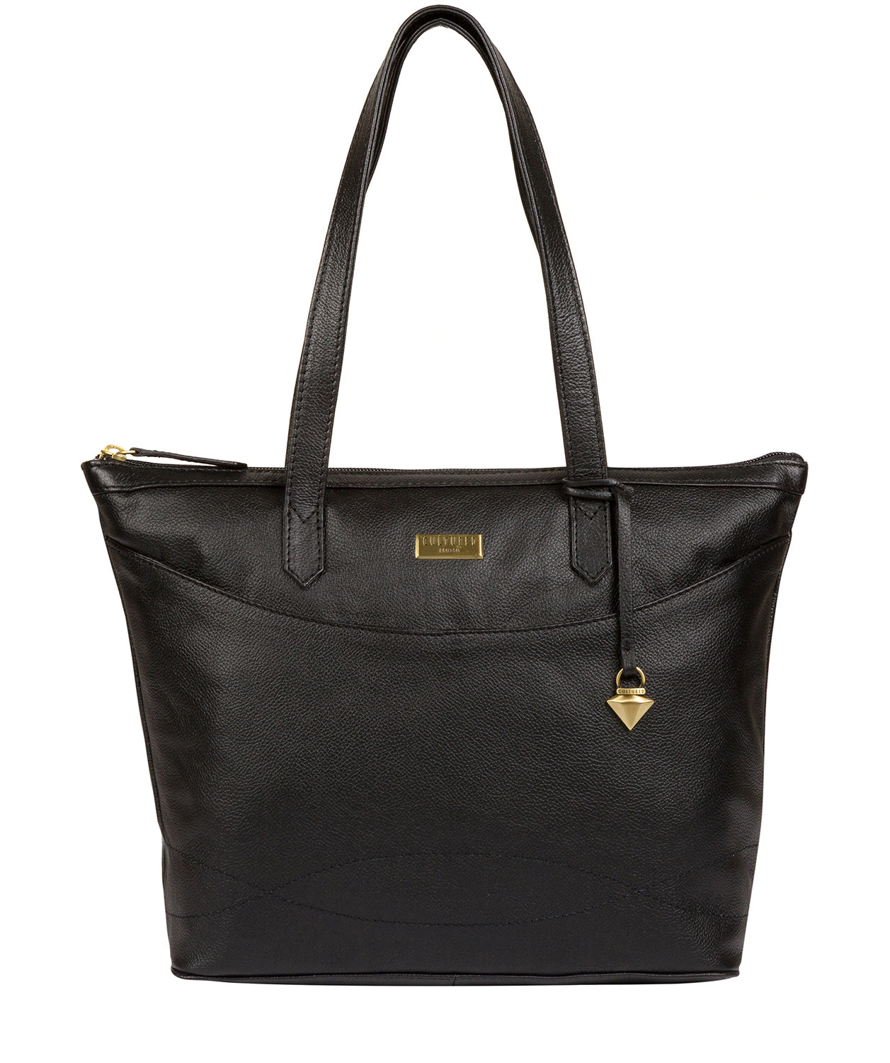 'Oriana' Black Leather Tote Bag