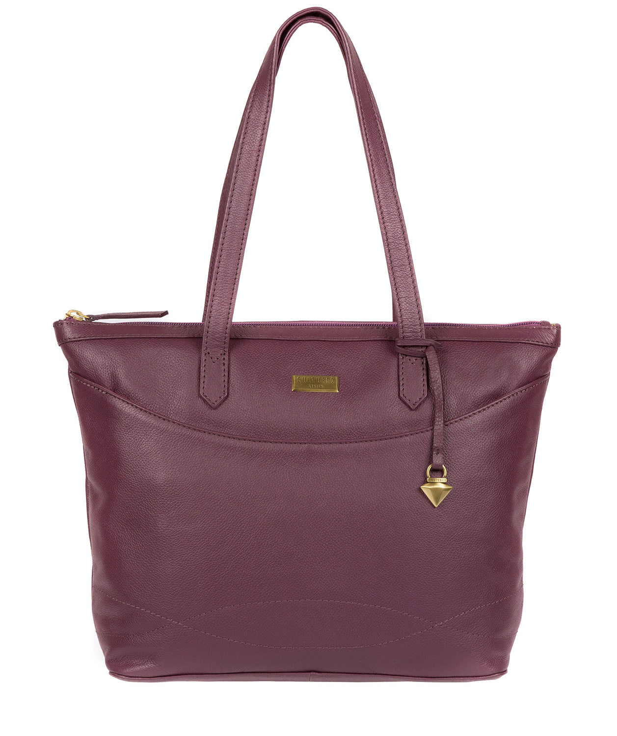 'Oriana' Fig Leather Tote Bag