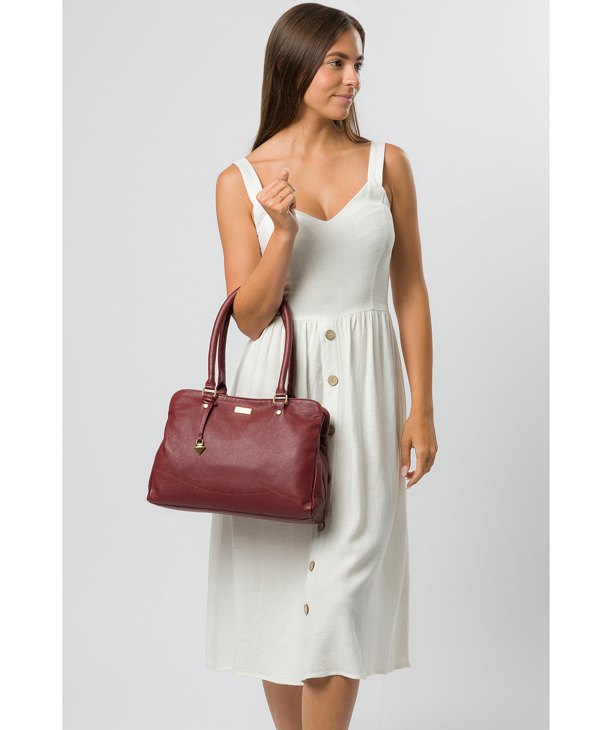 'Kiona' Ruby Red Leather Handbag image 2