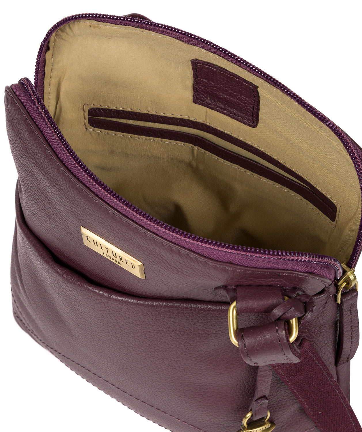 'Jarah' Fig Leather Cross Body Bag