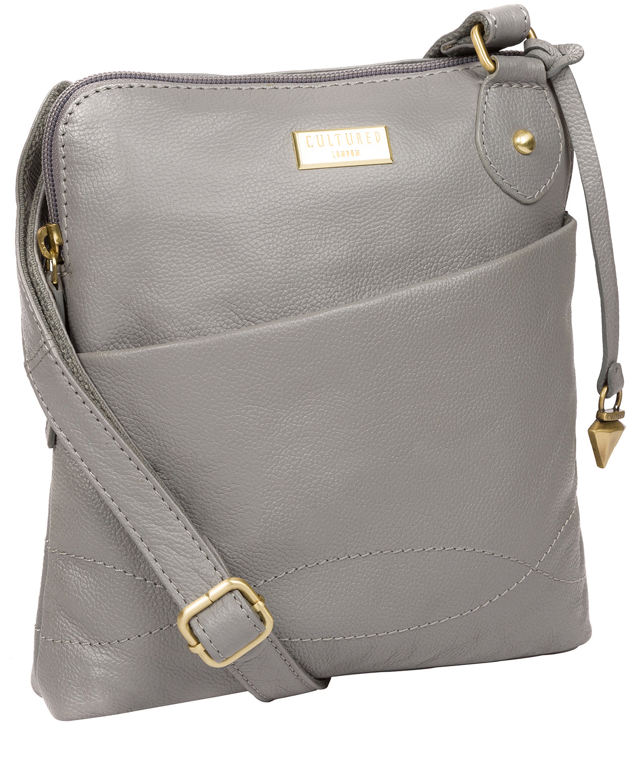 'Jarah' Silver Grey Leather Cross Body Bag Pure Luxuries London