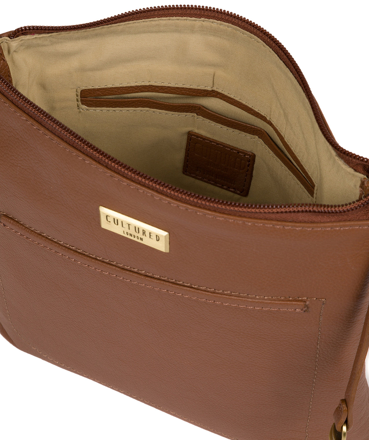 'Bronwyn' Tan Leather Cross Body Bag Pure Luxuries London