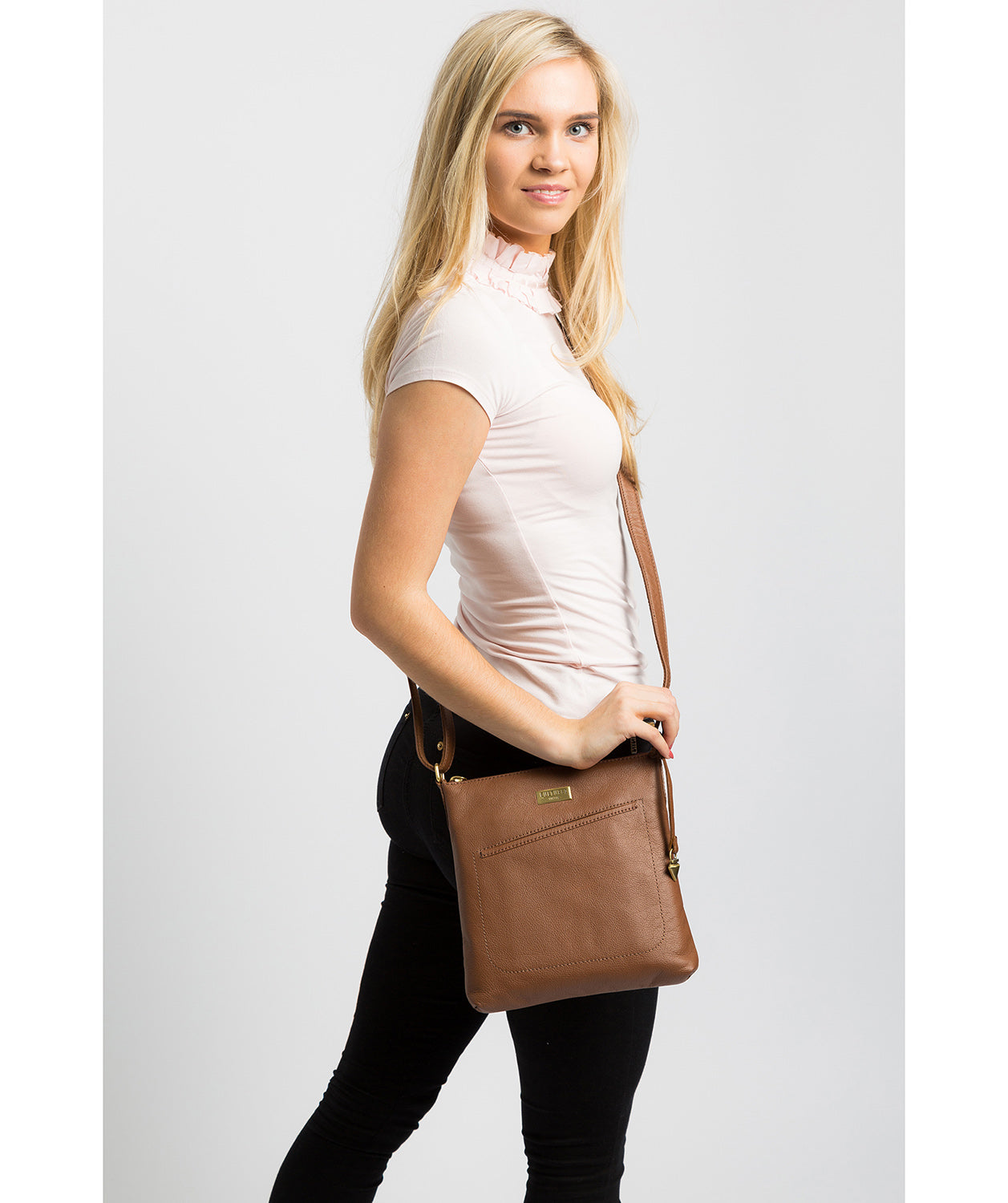'Bronwyn' Tan Leather Cross Body Bag Pure Luxuries London