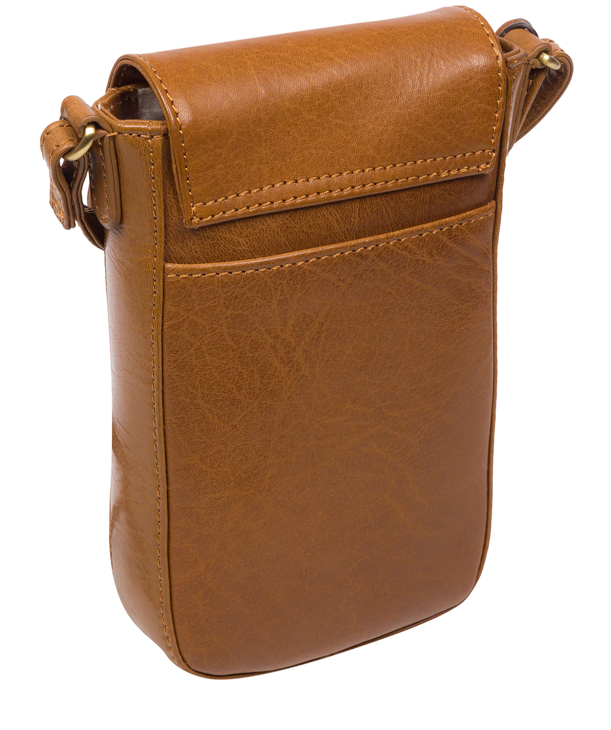 Conkca London Originals Collection Bags: 'Buzz' Dark Tan Leather Cross Body Phone Bag