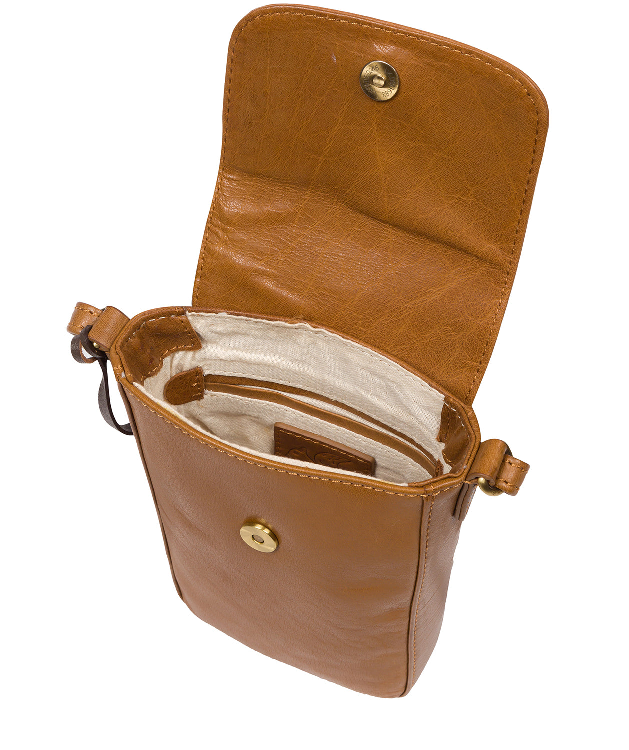 Conkca London Originals Collection Bags: 'Buzz' Dark Tan Leather Cross Body Phone Bag
