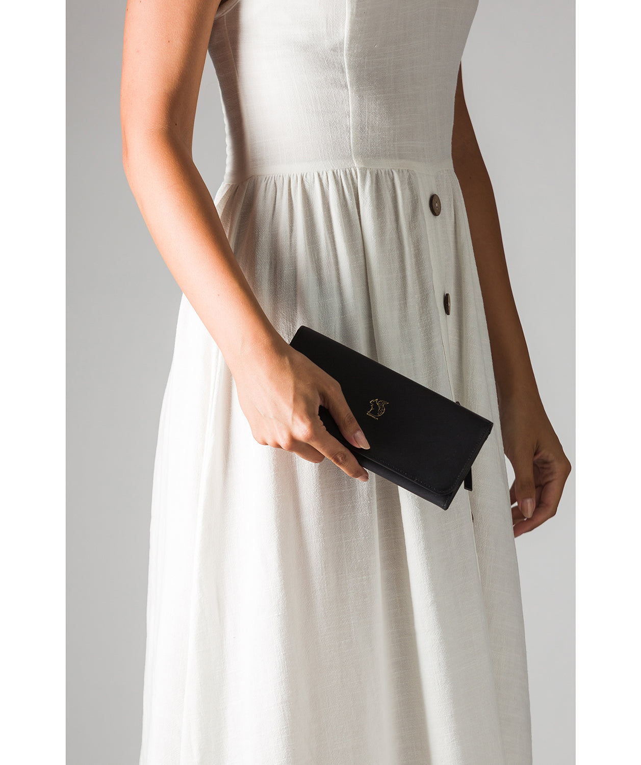 'Jorja' Smooth Black Leather Purse