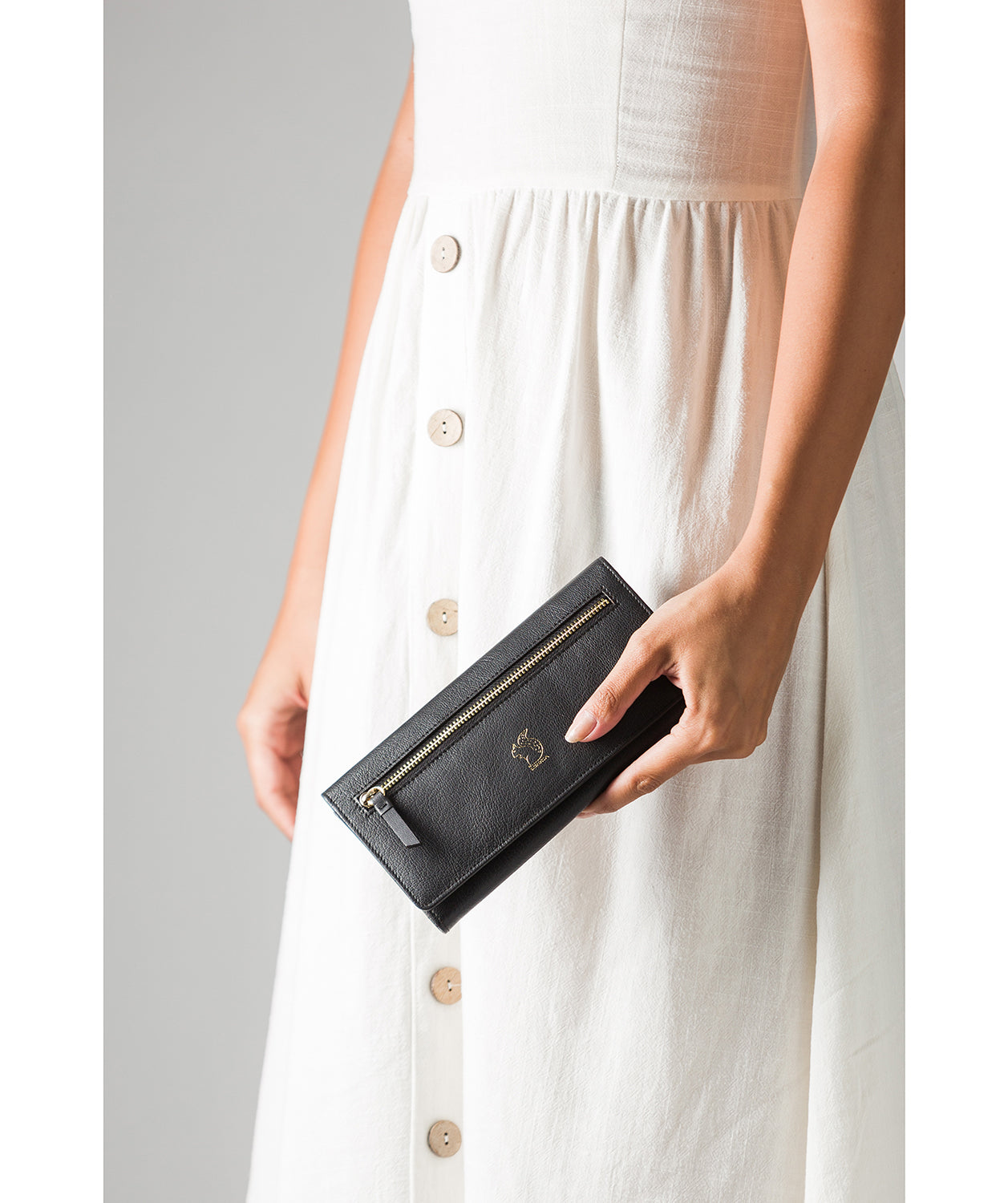 'Fenny' Pebble Black Leather Purse