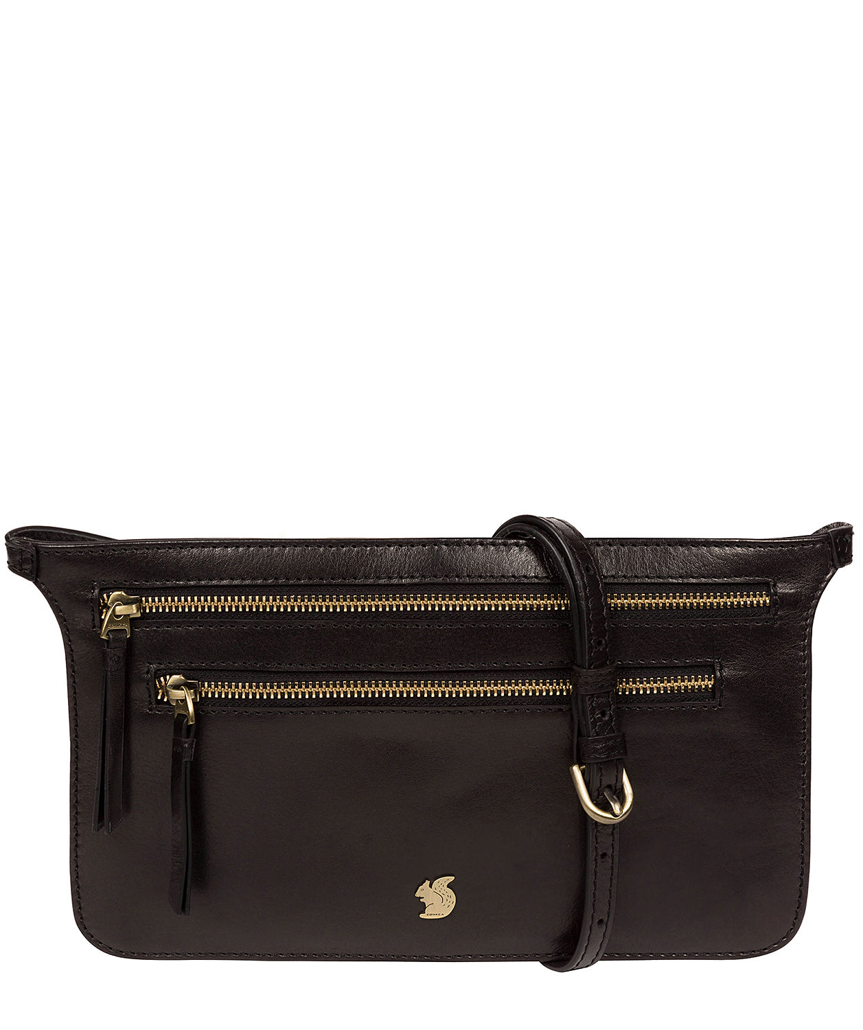 'Planar' Black Leather Bum Bag
