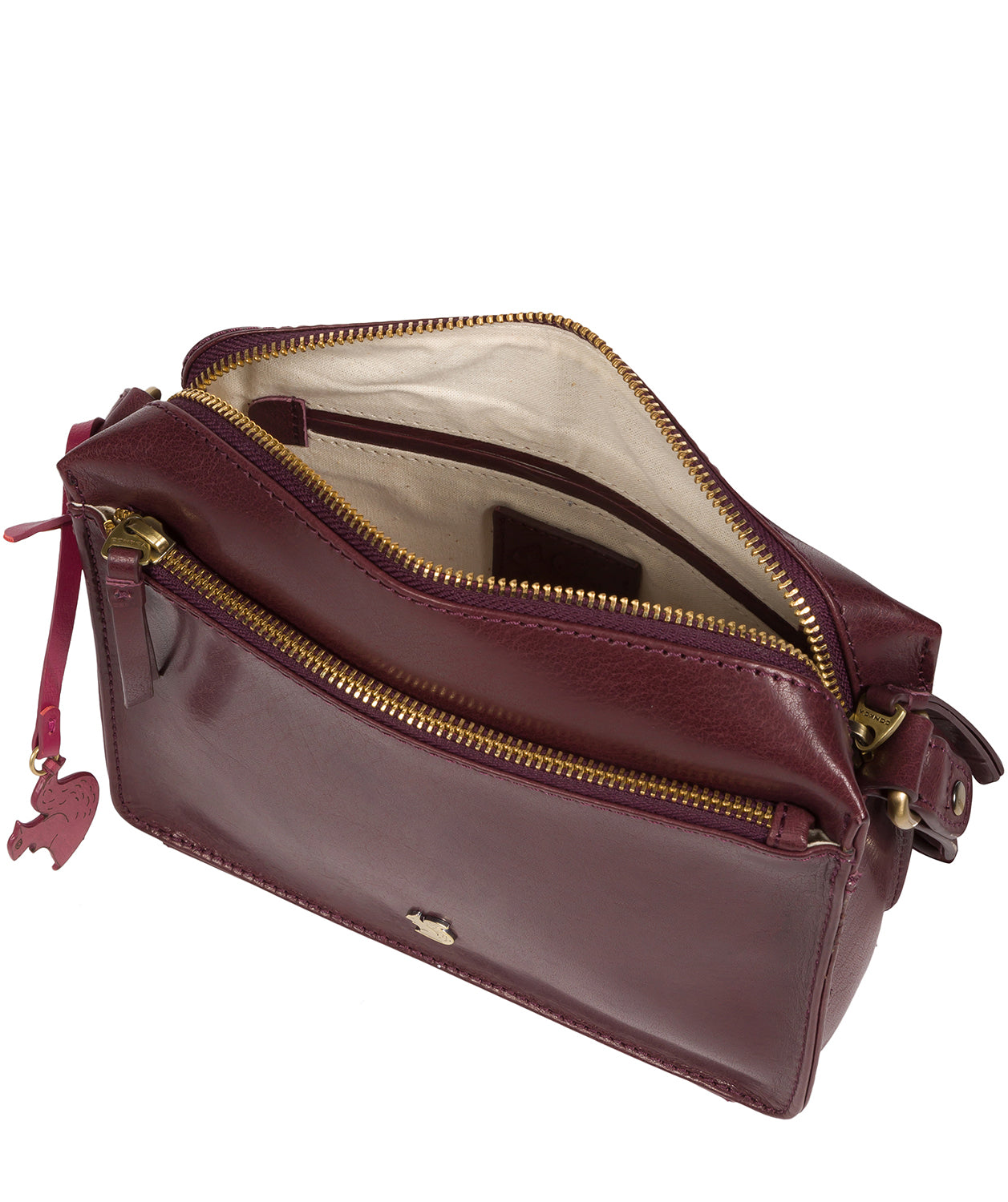 'Aurora' Plum Leather Cross Body Bag