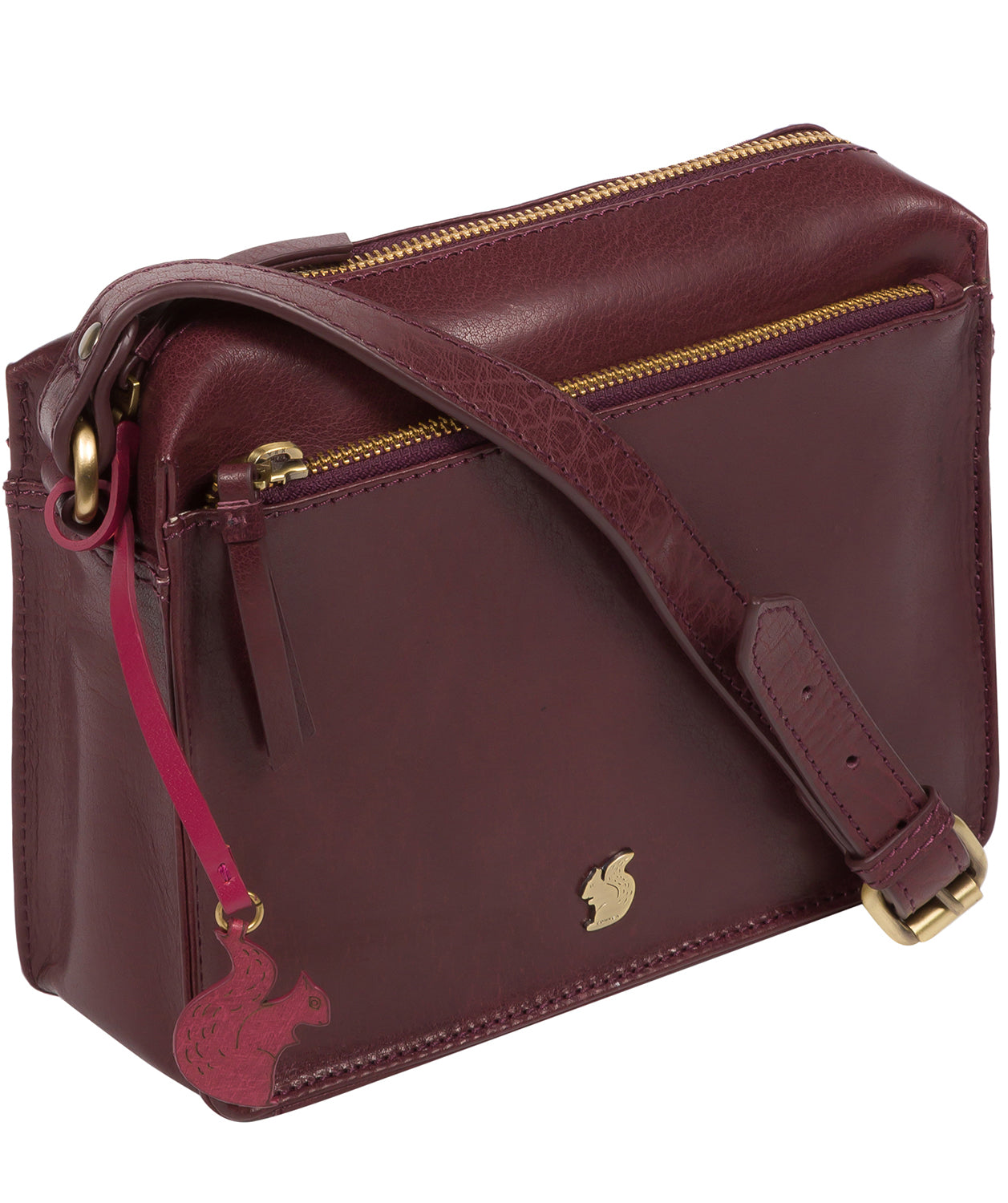 'Aurora' Plum Leather Cross Body Bag