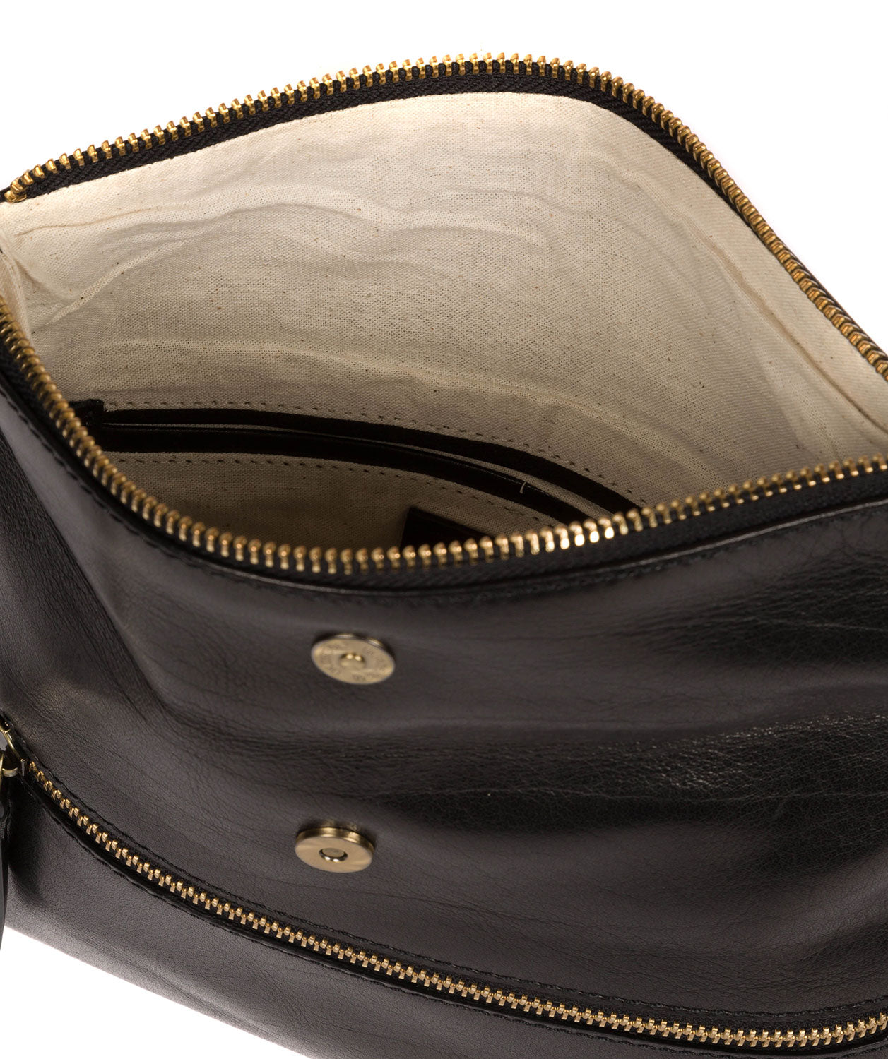 'Flare' Black Leather Clutch Bag