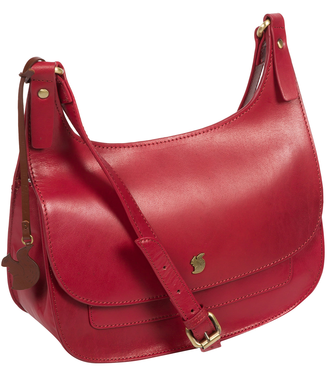 'Ellipse' Chilli Pepper Leather Cross Body Bag