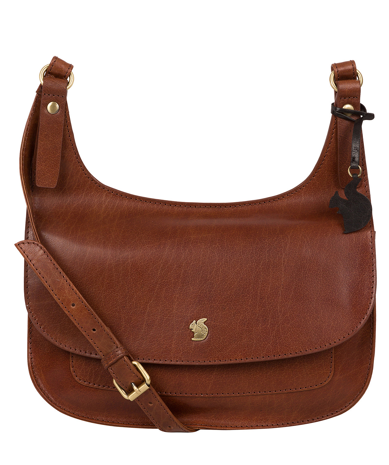 Brown Leather Crossbody Bag 'Ellipse' by Conkca London