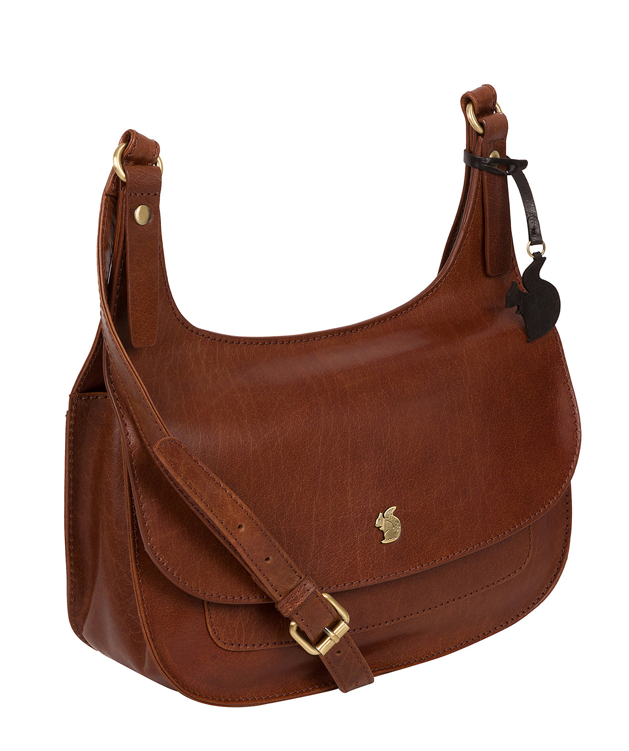 'Ellipse' Conker Brown Leather Cross Body Bag
