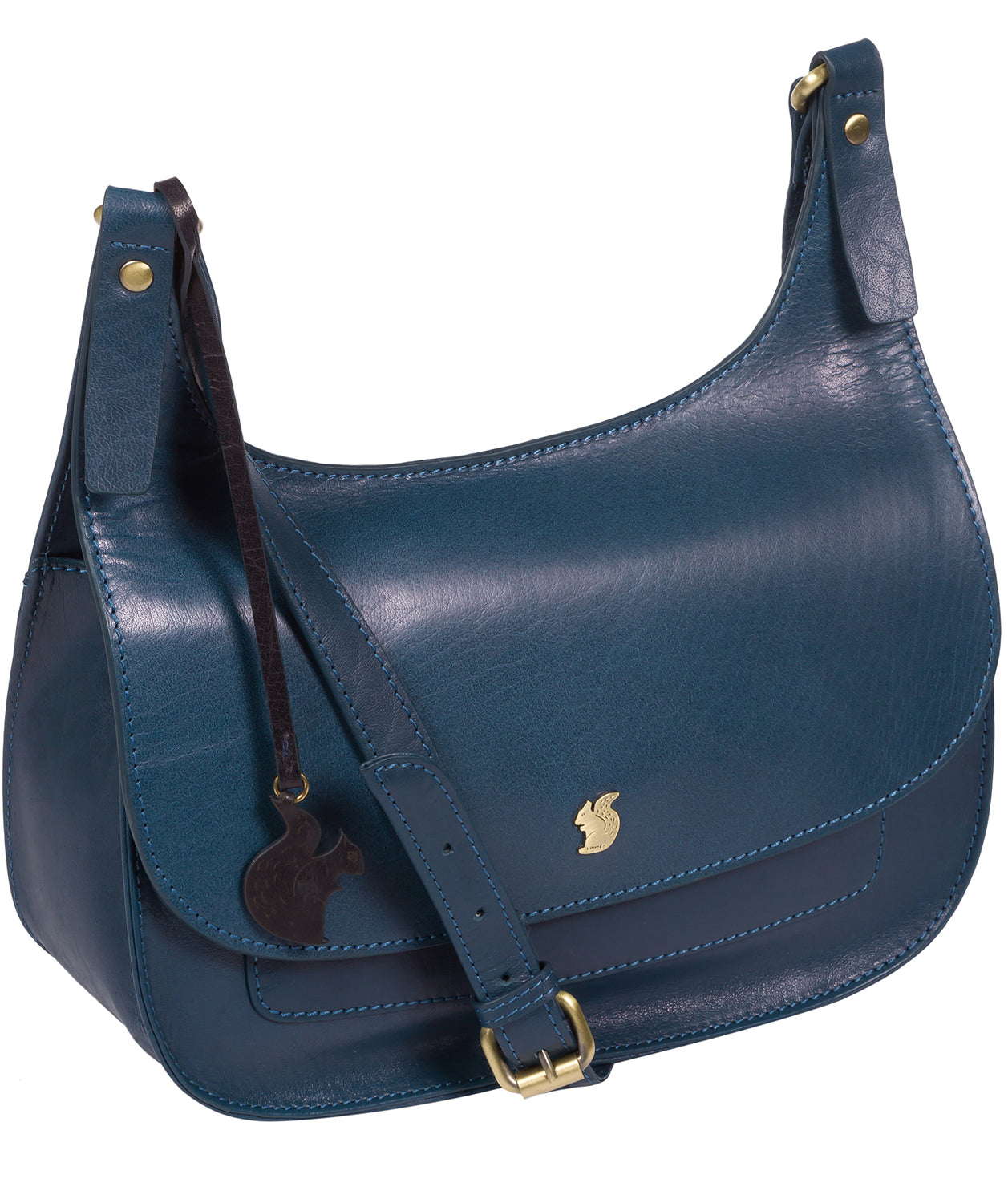 'Ellipse' Snorkel Blue Leather Cross Body Bag