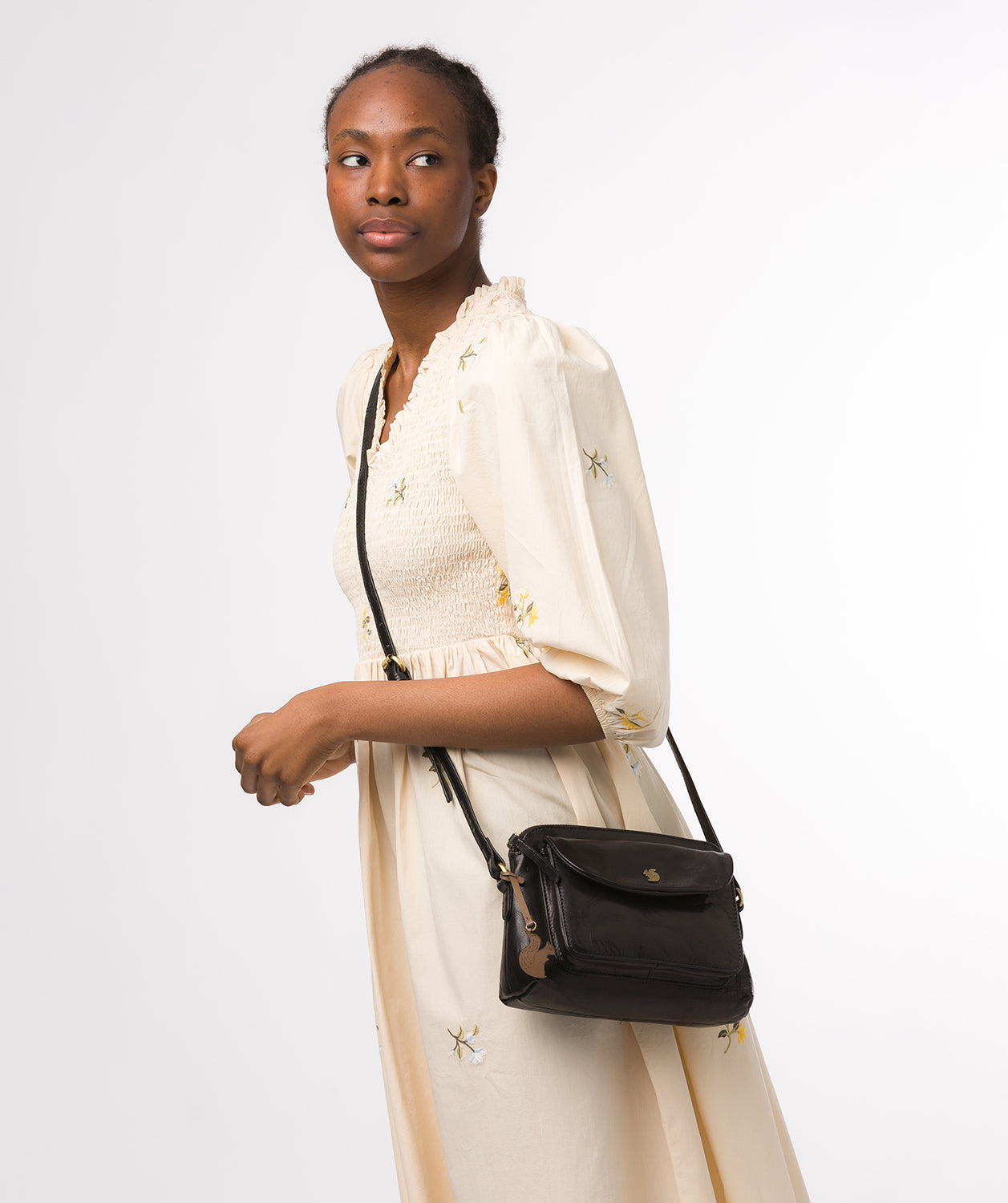 'Dainty' Black Leather Cross Body Bag1