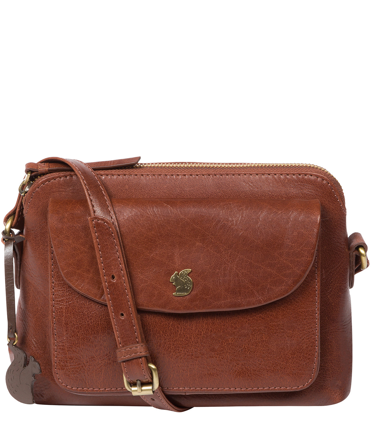 Brown Leather Crossbody Bag 'Dainty' by Conkca London