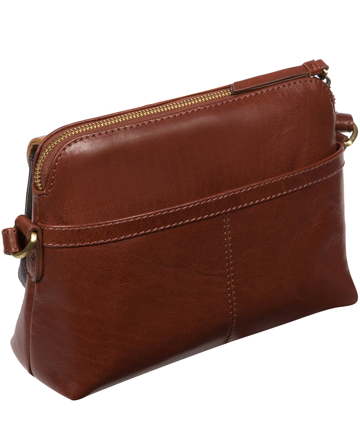 'Dainty' Conker Brown, Black & Dark Tan Leather Cross Body Bag