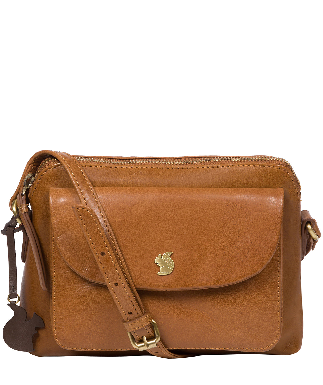 'Dainty' Dark Tan Leather Cross Body Bag - Main Image