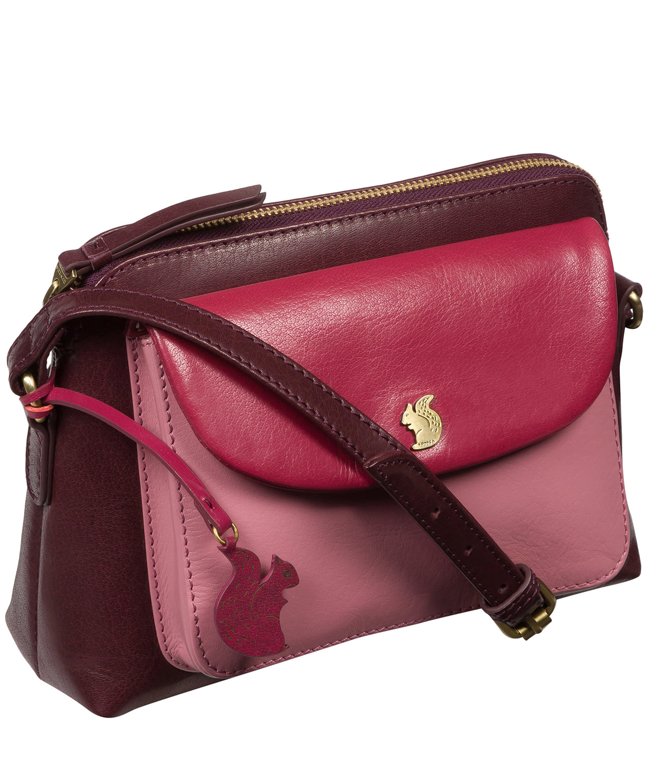 'Dainty' Plum, Blush & Orchid Leather Cross Body Bag