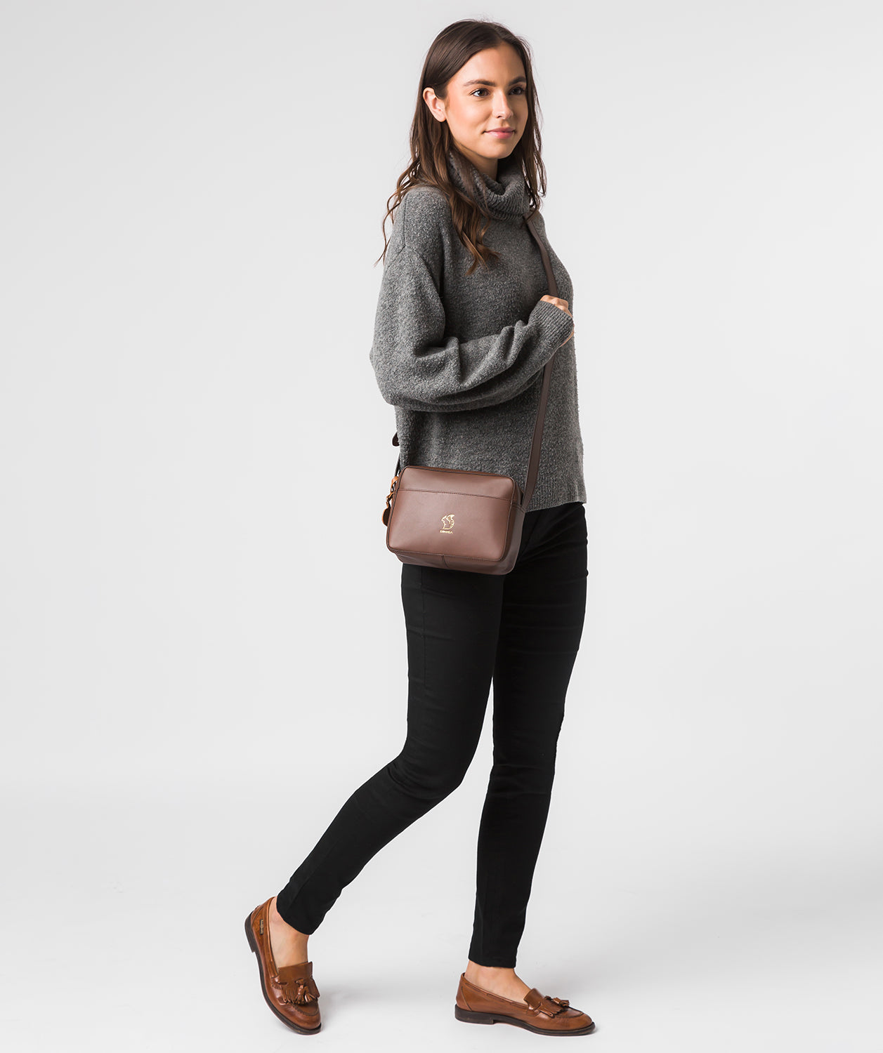 'Tatum' Ombre Chestnut Vegetable-Tanned Leather Cross Body Bag